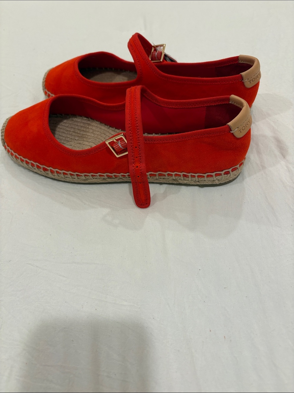 Tory Burch Red Suede Mary Jane Espadrilles with Buckle
